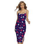 Girly Heart And Butterfly Pattern Print Cross Back Cami Dress