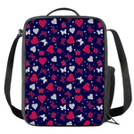 Girly Heart And Butterfly Pattern Print Crossbody Lunch Bag