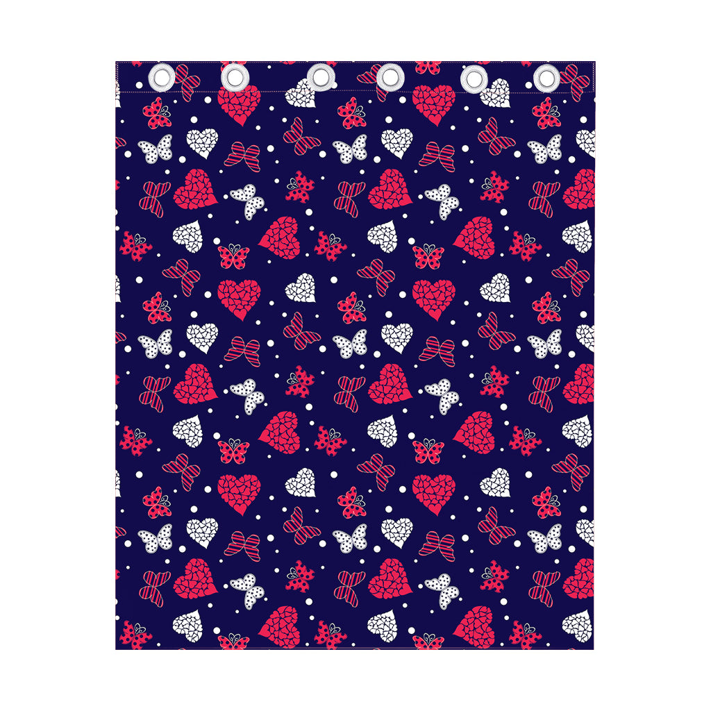Girly Heart And Butterfly Pattern Print Curtain