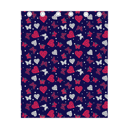 Girly Heart And Butterfly Pattern Print Curtain