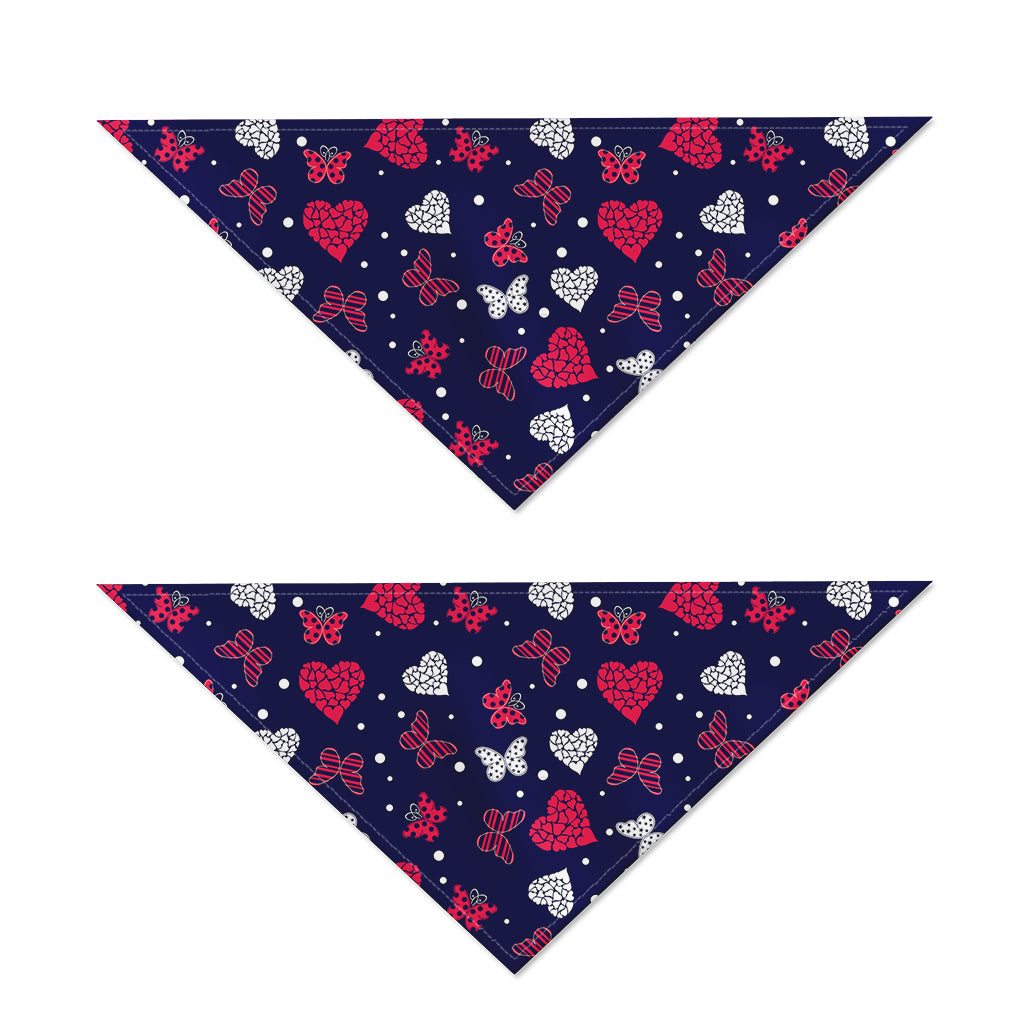 Girly Heart And Butterfly Pattern Print Dog Bandana