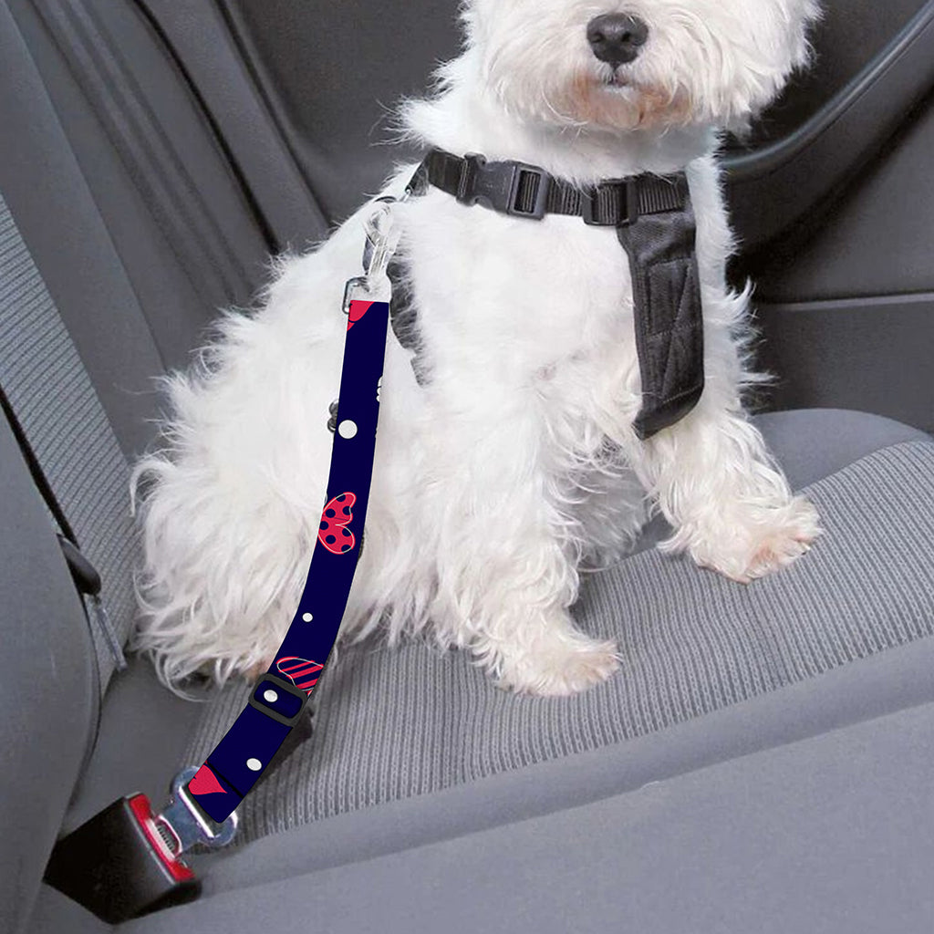 Girly Heart And Butterfly Pattern Print Dog Seat Belt
