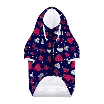 Girly Heart And Butterfly Pattern Print Dog Zip Up Hoodie