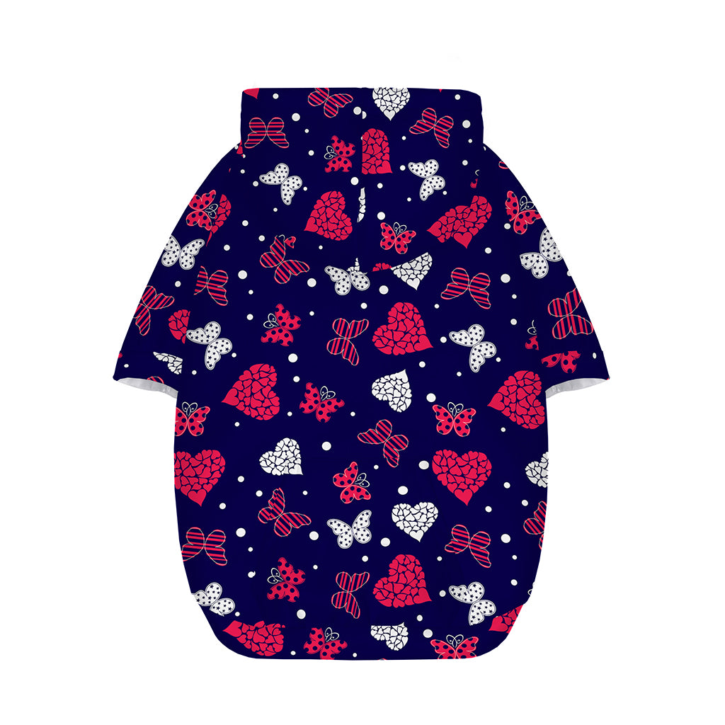 Girly Heart And Butterfly Pattern Print Dog Zip Up Hoodie