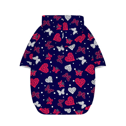 Girly Heart And Butterfly Pattern Print Dog Zip Up Hoodie