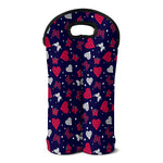 Girly Heart And Butterfly Pattern Print Double Neoprene Wine Tote