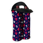 Girly Heart And Butterfly Pattern Print Double Neoprene Wine Tote