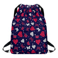 Girly Heart And Butterfly Pattern Print Drawstring Backpack