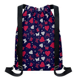 Girly Heart And Butterfly Pattern Print Drawstring Backpack