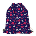 Girly Heart And Butterfly Pattern Print Drawstring Bag