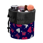 Girly Heart And Butterfly Pattern Print Drawstring Makeup Bag