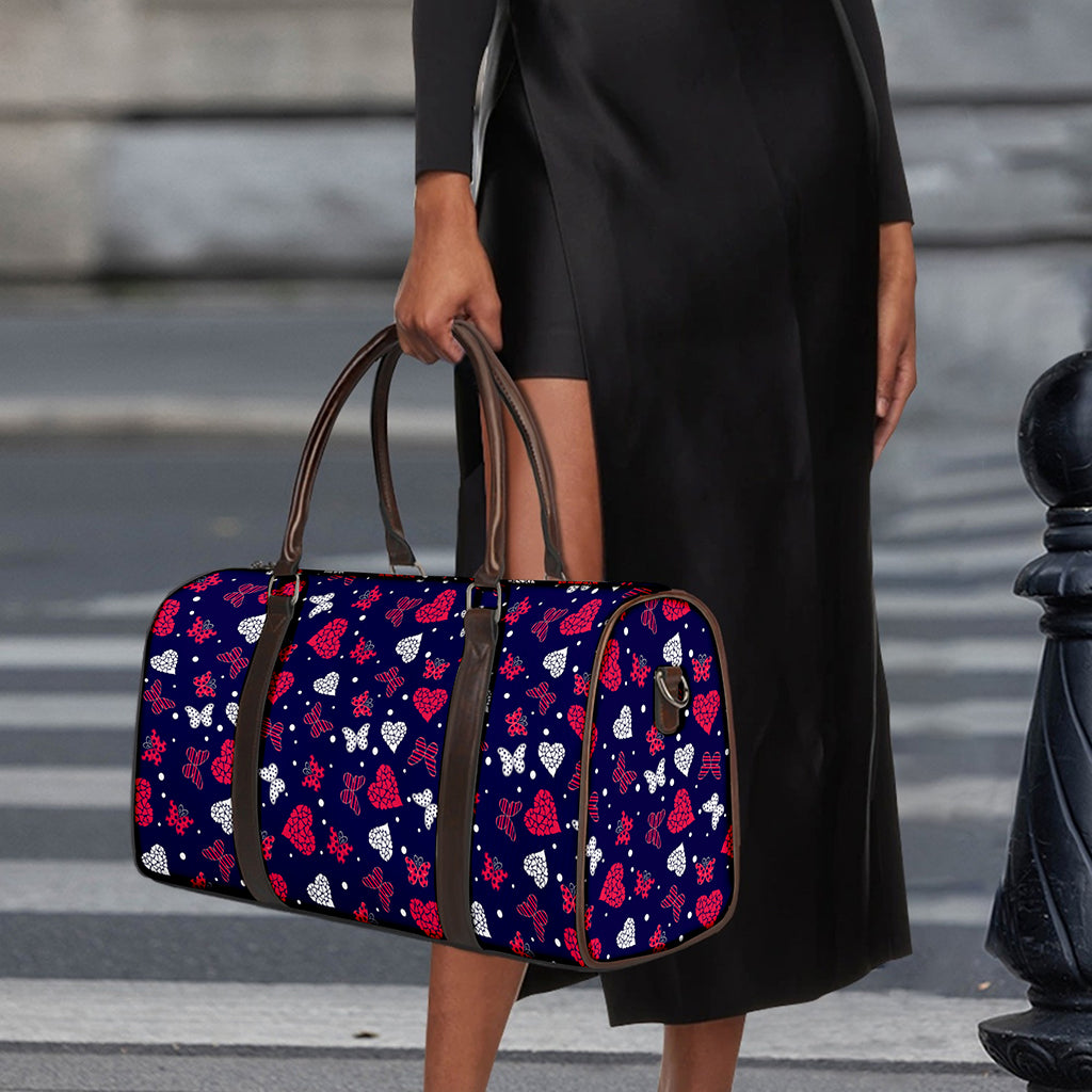 Girly Heart And Butterfly Pattern Print Duffle Bag