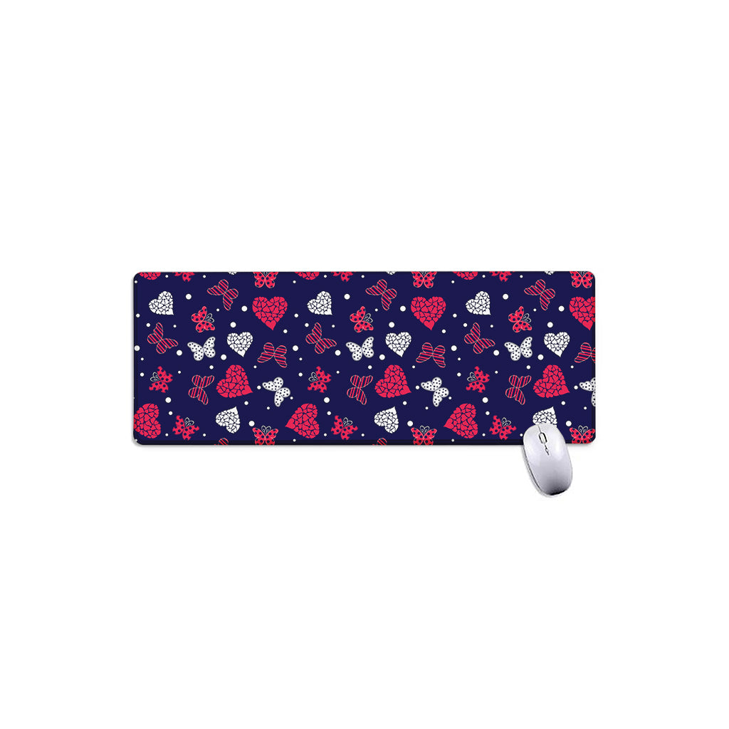 Girly Heart And Butterfly Pattern Print Extended Mouse Pad