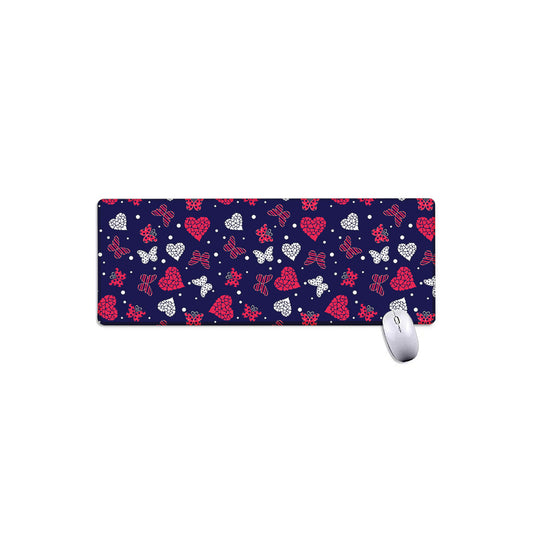 Girly Heart And Butterfly Pattern Print Extended Mouse Pad