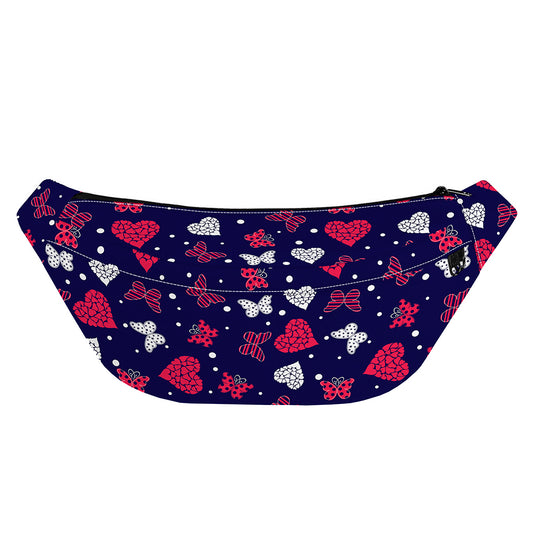 Girly Heart And Butterfly Pattern Print Fanny Pack