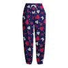 Girly Heart And Butterfly Pattern Print Fleece Lined Knit Pants