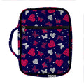 Girly Heart And Butterfly Pattern Print Front Pocket Bible Bag