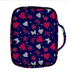 Girly Heart And Butterfly Pattern Print Front Pocket Bible Bag