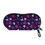 Girly Heart And Butterfly Pattern Print Glasses Case