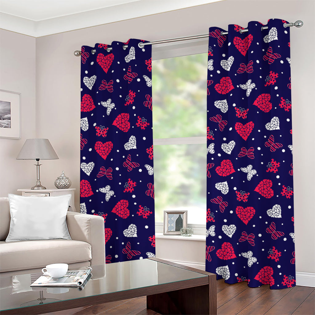 Girly Heart And Butterfly Pattern Print Grommet Curtains