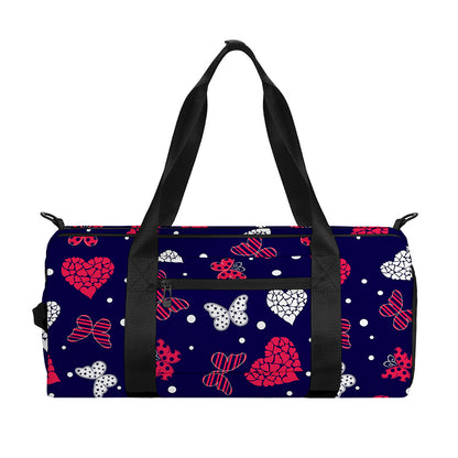 Girly Heart And Butterfly Pattern Print Gym Bag