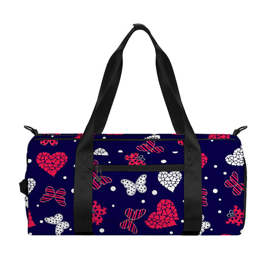 Girly Heart And Butterfly Pattern Print Gym Bag