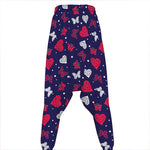 Girly Heart And Butterfly Pattern Print Hammer Pants