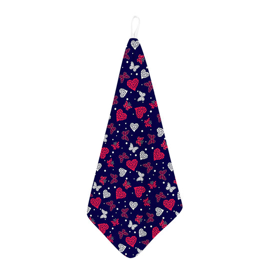 Girly Heart And Butterfly Pattern Print Hand Towel