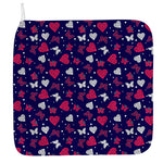 Girly Heart And Butterfly Pattern Print Hand Towel