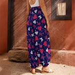 Girly Heart And Butterfly Pattern Print Harem Pants