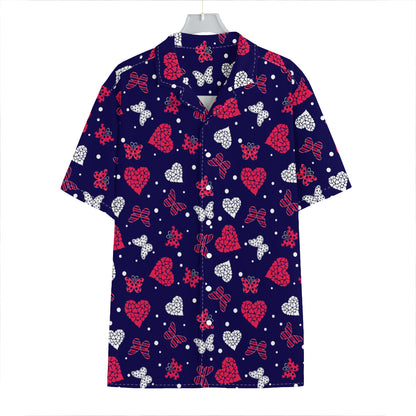 Girly Heart And Butterfly Pattern Print Hawaiian Shirt