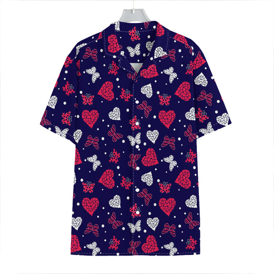 Girly Heart And Butterfly Pattern Print Hawaiian Shirt