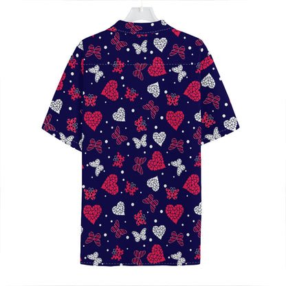 Girly Heart And Butterfly Pattern Print Hawaiian Shirt