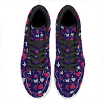 Girly Heart And Butterfly Pattern Print High Top Leather Sneakers