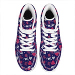 Girly Heart And Butterfly Pattern Print High Top Leather Sneakers