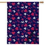 Girly Heart And Butterfly Pattern Print House Flag