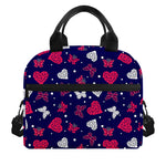 Girly Heart And Butterfly Pattern Print Insulated Lunch Bag