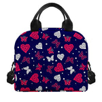 Girly Heart And Butterfly Pattern Print Insulated Lunch Bag