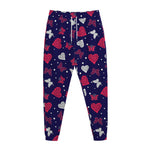 Girly Heart And Butterfly Pattern Print Jogger Pants