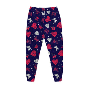 Girly Heart And Butterfly Pattern Print Jogger Pants