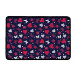 Girly Heart And Butterfly Pattern Print Kitchen Mat
