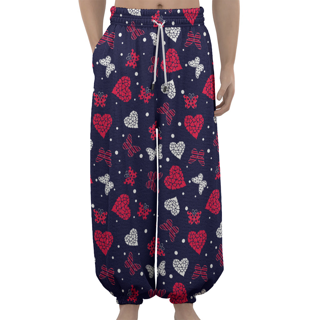 Girly Heart And Butterfly Pattern Print Lantern Pants