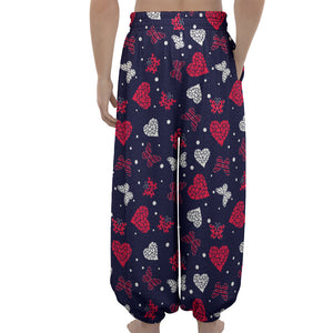 Girly Heart And Butterfly Pattern Print Lantern Pants