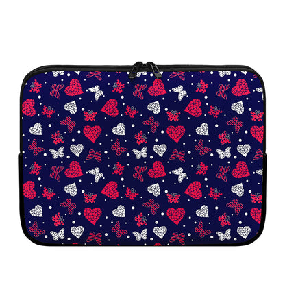 Girly Heart And Butterfly Pattern Print Laptop Sleeve