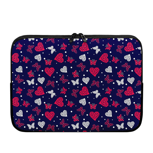 Girly Heart And Butterfly Pattern Print Laptop Sleeve