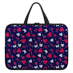 Girly Heart And Butterfly Pattern Print Laptop Sleeve With Handle