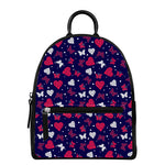 Girly Heart And Butterfly Pattern Print Leather Backpack