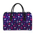 Girly Heart And Butterfly Pattern Print Leather Duffel Bag