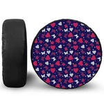 Girly Heart And Butterfly Pattern Print Leather Spare Tire Cover