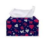Girly Heart And Butterfly Pattern Print Leather Tissue Box Cover